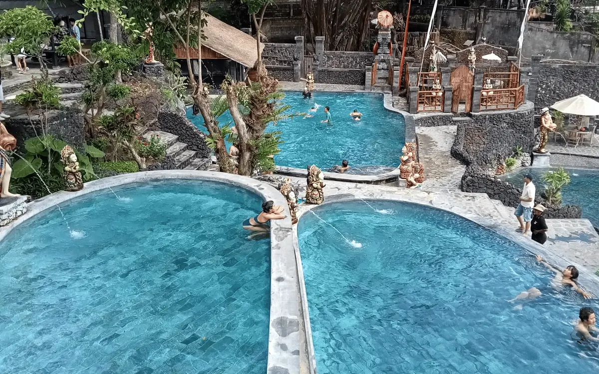 A natural hot spring pool beside Lake Batur under the volcano