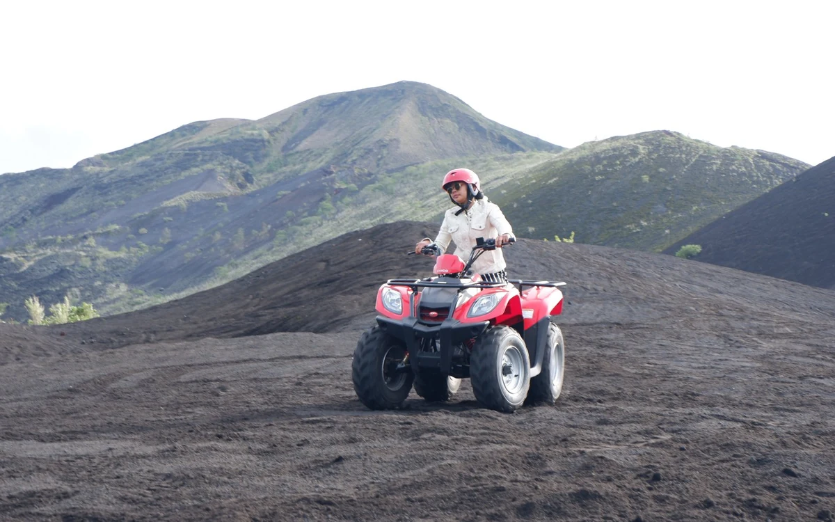 Black lava rock on the floor of the caldera below Mount Batur